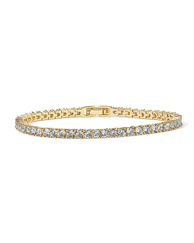 Brillo Dorado: Deslumbrante Pulsera de Tenis de Cristal
