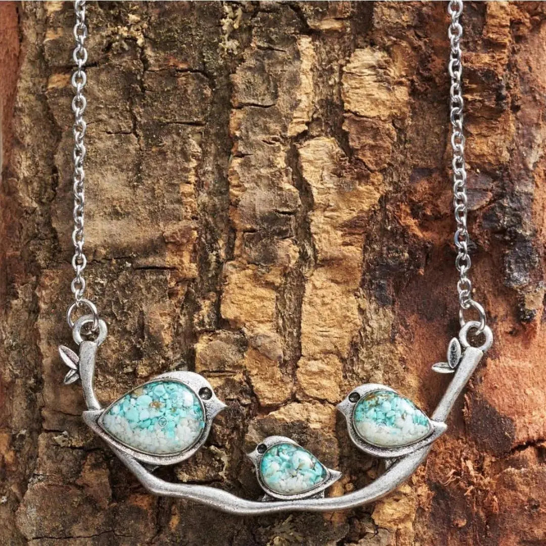 Collar Vintage Vogel en Plata
