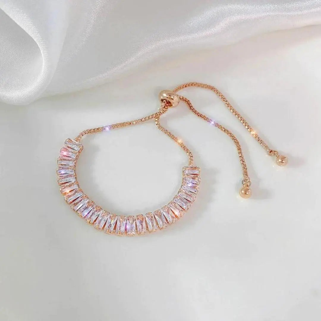 Pulsera de Circonita Ajustable en Oro y Plata