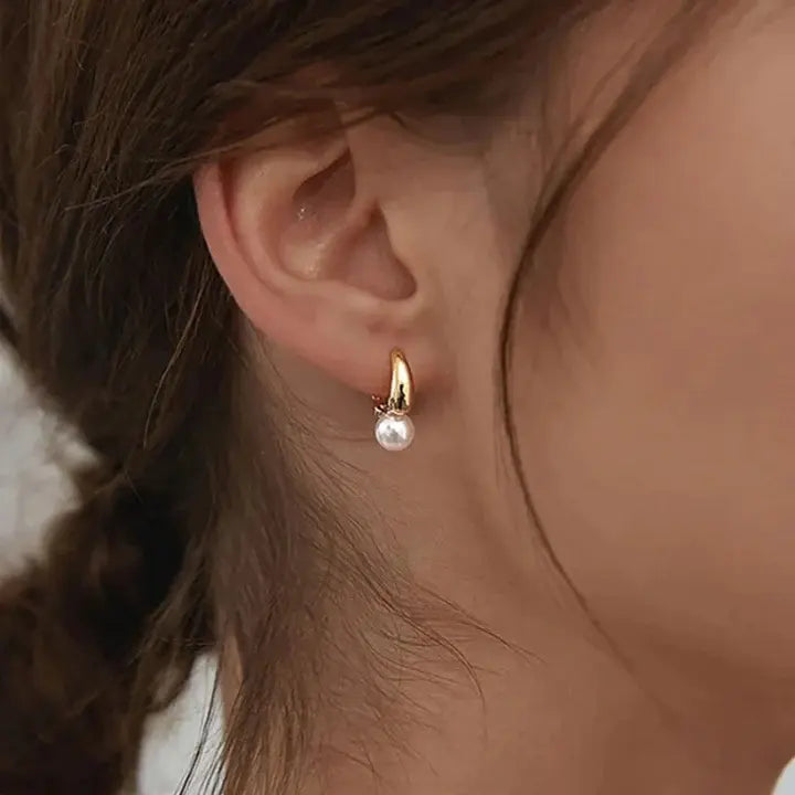 Pendientes de Perlas Pequeñas Baño de Oro