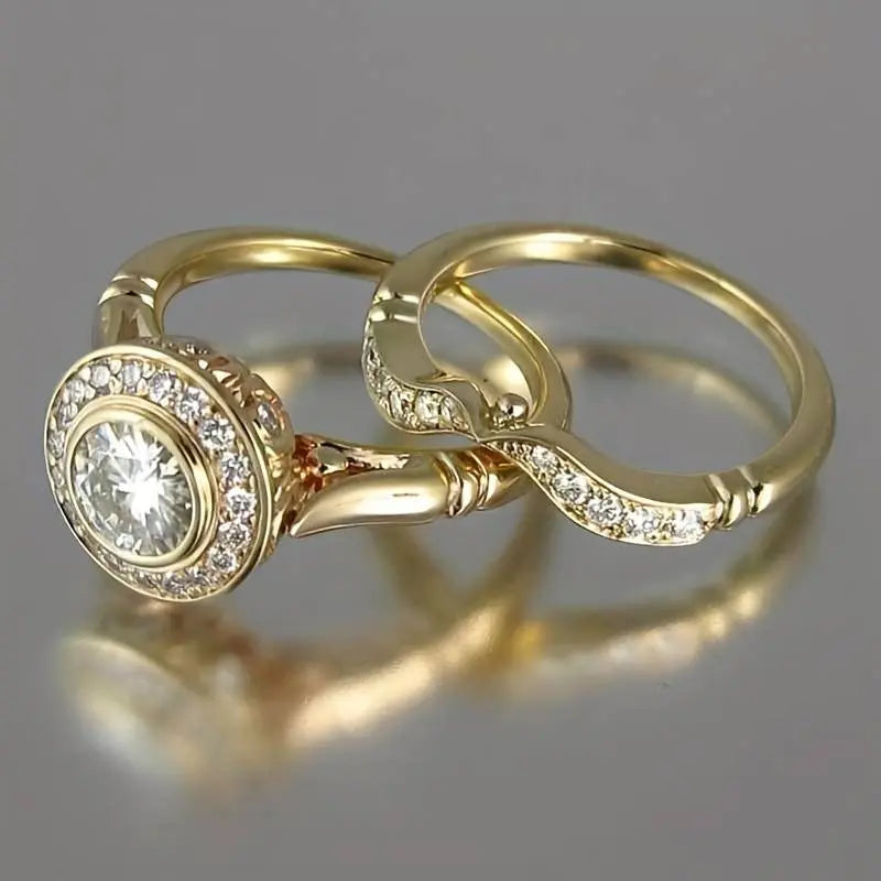 Pack de Anillos de Oro Vintage y Circonita
