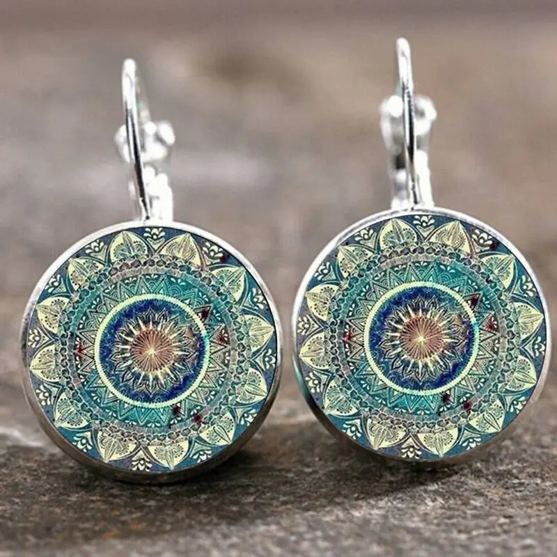 Pendientes Vintage de Mandala Redondeado