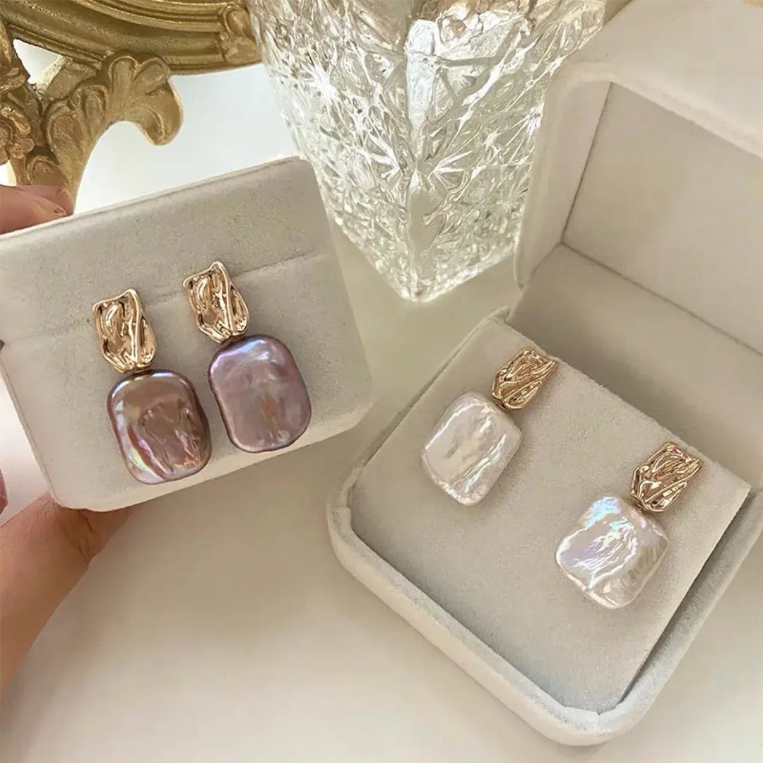 Pendientes de Perlas Barrocas Elegantes en Oro