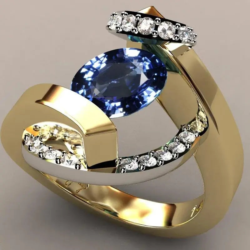 Anillo vintage con zirconia azul