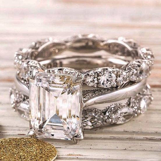 Anillo de Capa Brillante de Plata Vintage