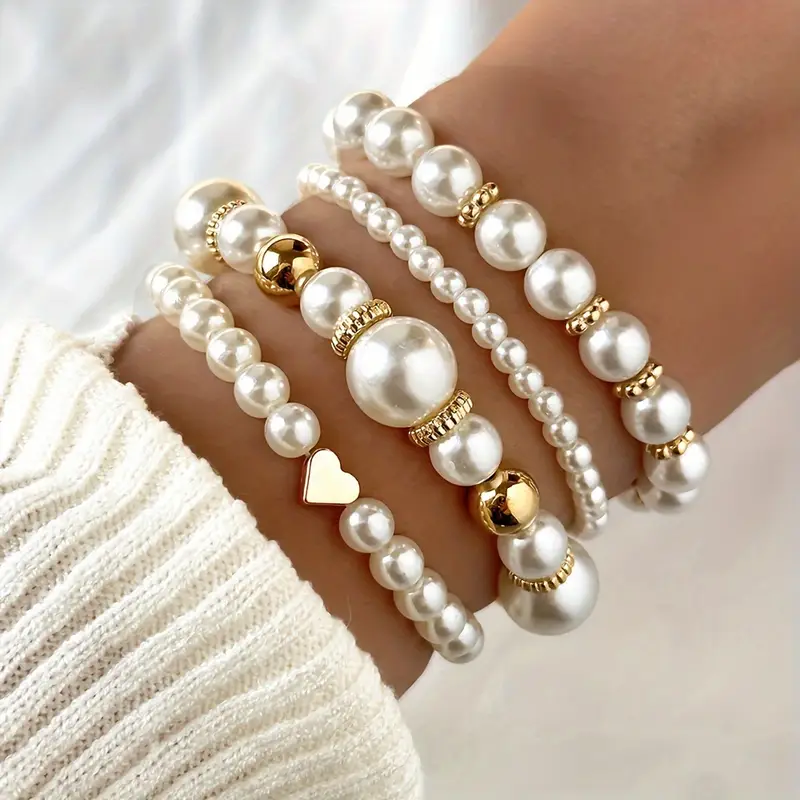 Conjunto de Pulseras de Perlas