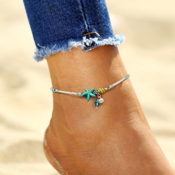 Pulsera Tobillera de Estrella y Concha con Piedras Naturales