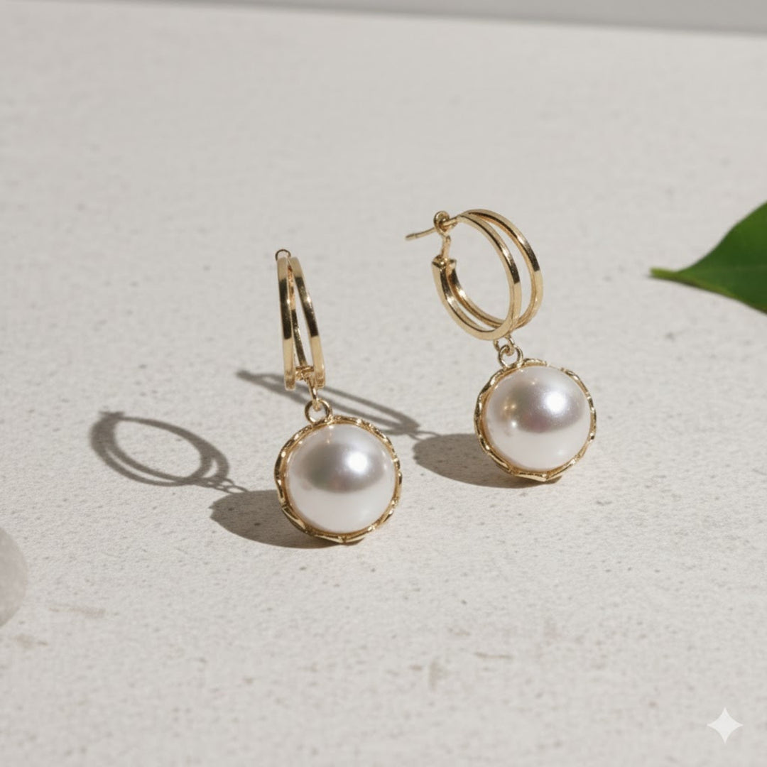 Pendientes Elegantes de Perlas Doradas