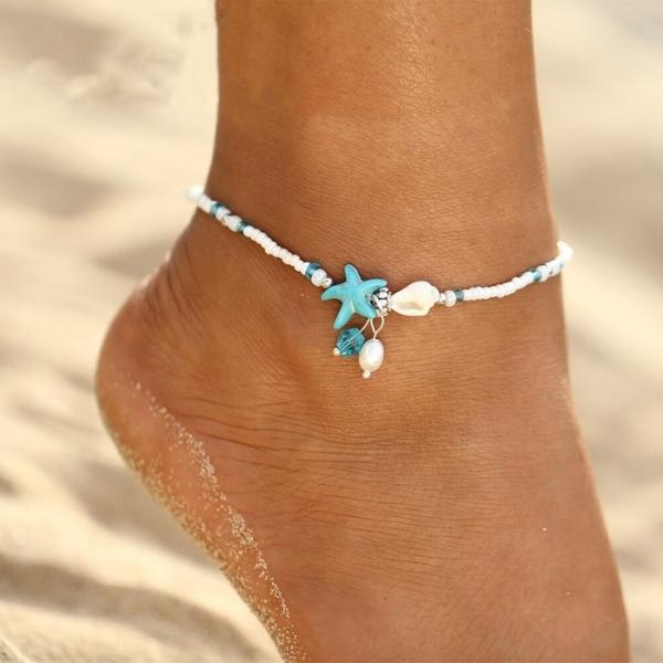 Pulsera Tobillera de Estrella y Concha con Piedras Naturales