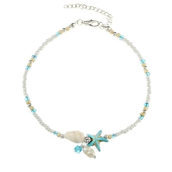 Pulsera Tobillera de Estrella y Concha con Piedras Naturales