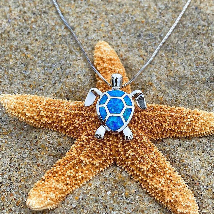 Collar de Tortuga Marina + Conjunto de Pendientes en Ópalo y Plata