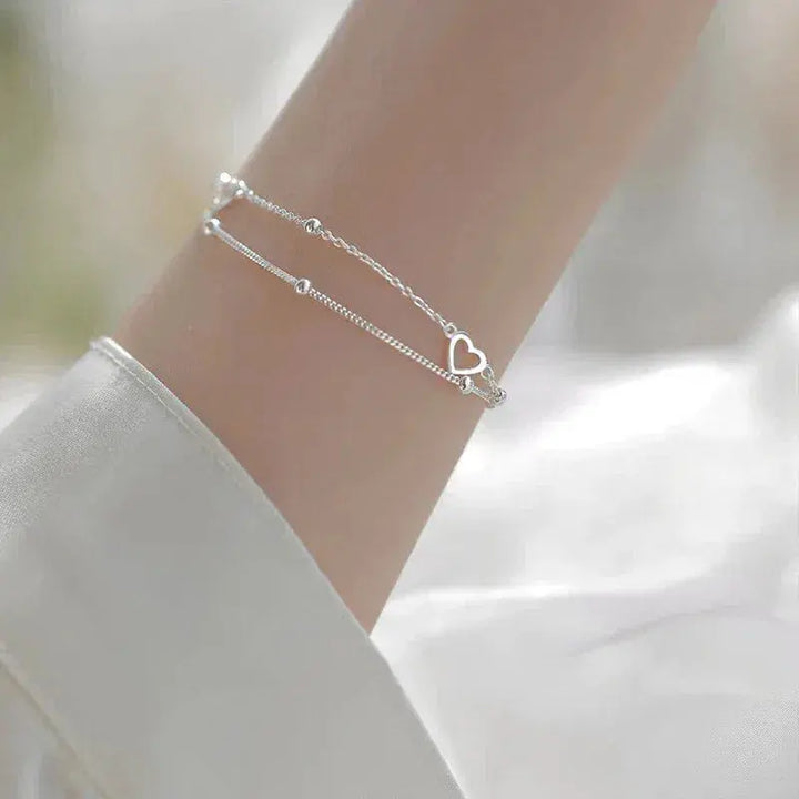 Pulsera de Corazón Ajustable de Plata