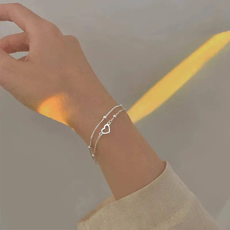 Pulsera de Corazón Ajustable de Plata