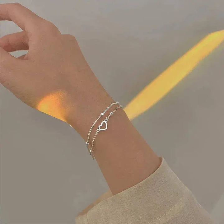Pulsera de Corazón Ajustable de Plata