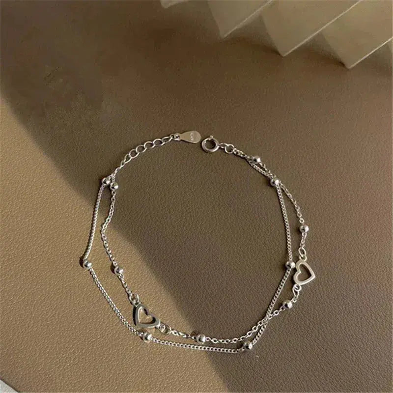 Pulsera de Corazón Ajustable de Plata