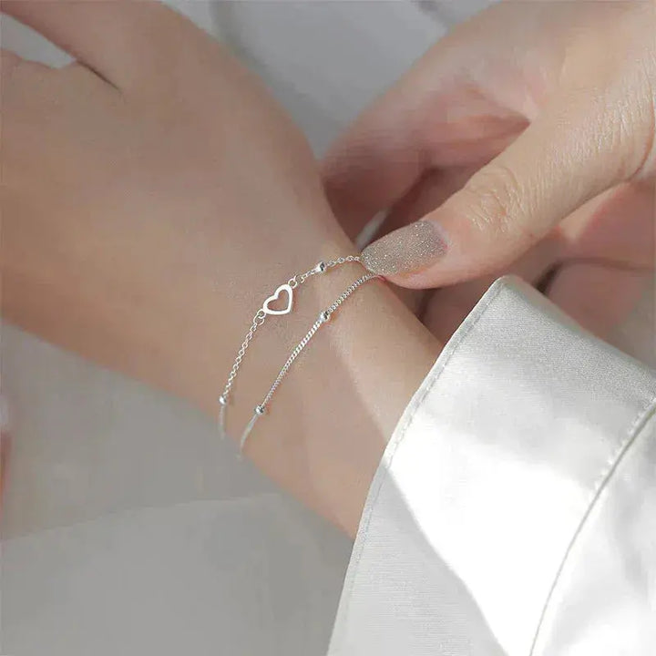 Pulsera de Corazón Ajustable de Plata