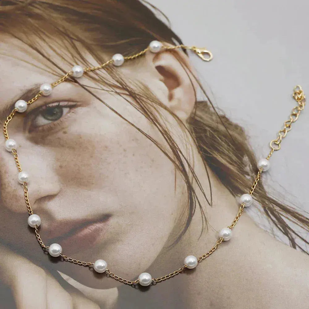 Collar de perlas en oro
