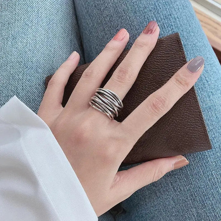 Anillo de capa ajustable de plata