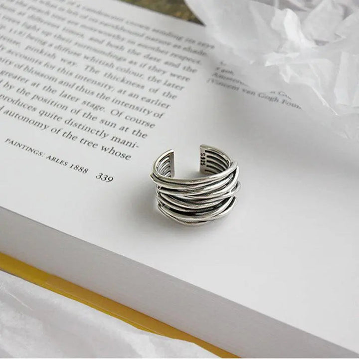 Anillo de capa ajustable de plata