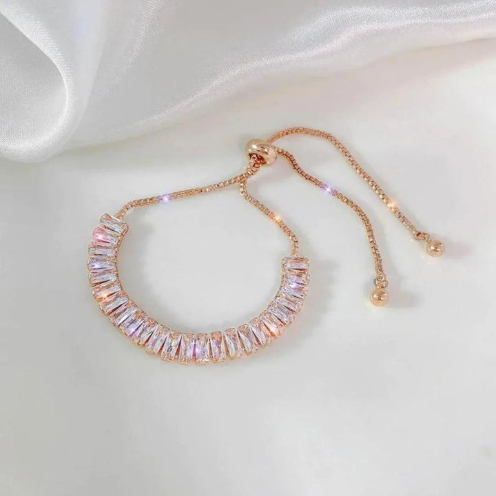 Pulsera de Circonita Ajustable en Oro y Plata